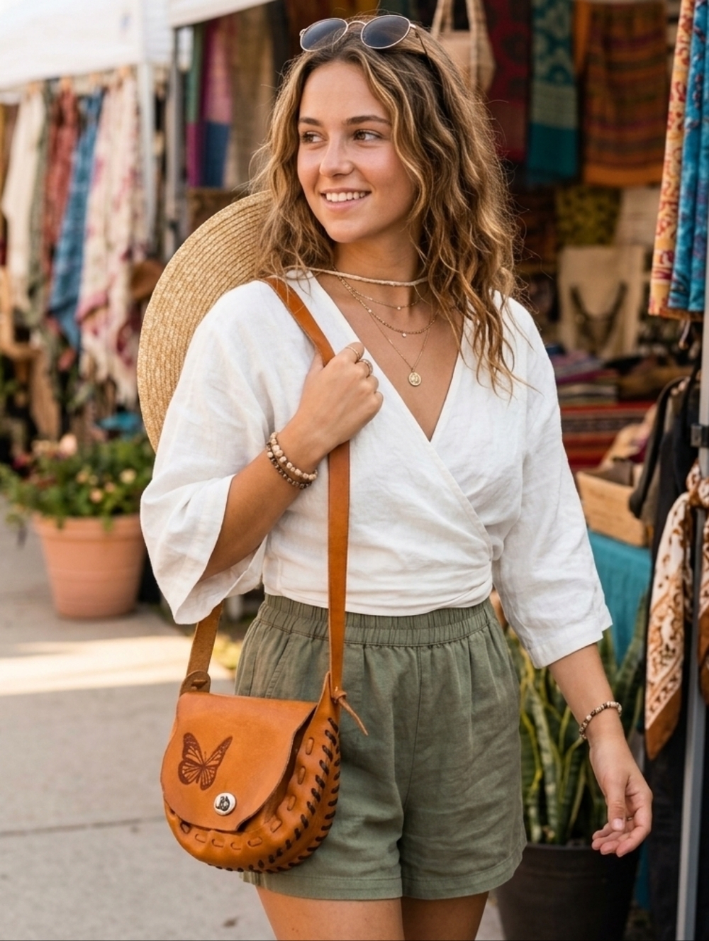 VINTAGE Leather Crossbody Bag BOHO Handmade